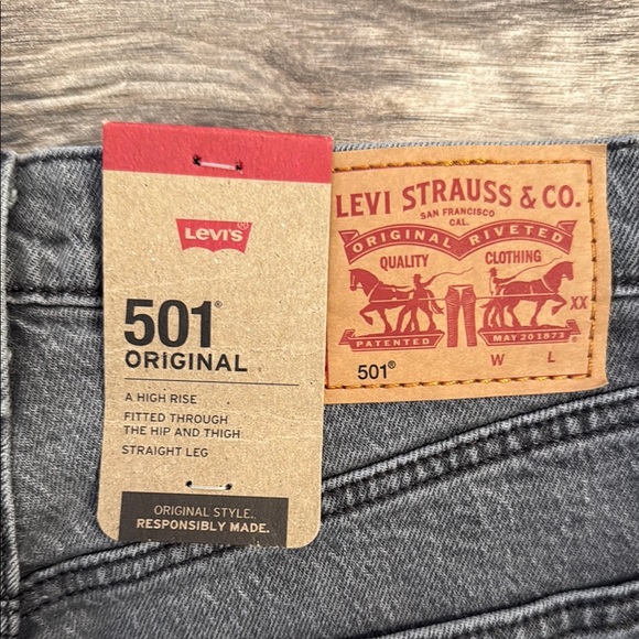 Levi’s 501 High Rise Straight Gray Jeans - Picture 3 of 4